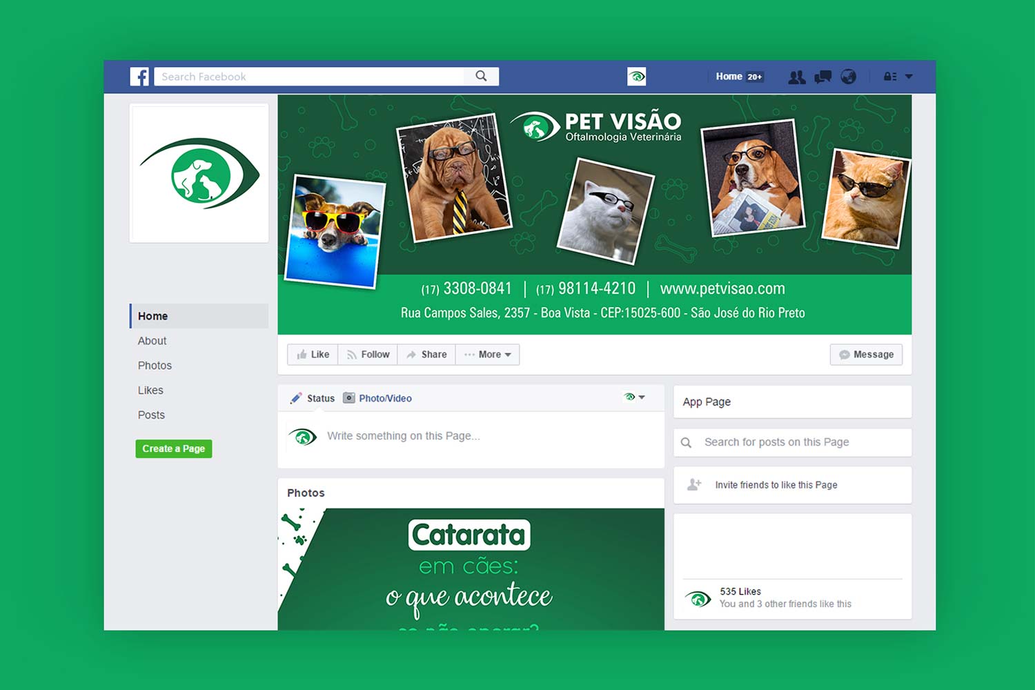 Capa de Facebook Pet Visão