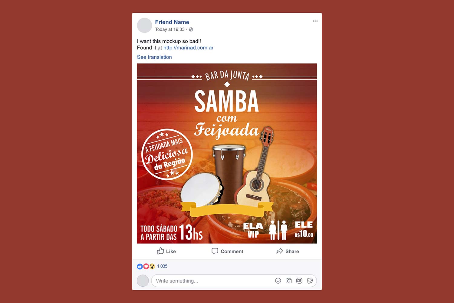 Criação de post para show de samba