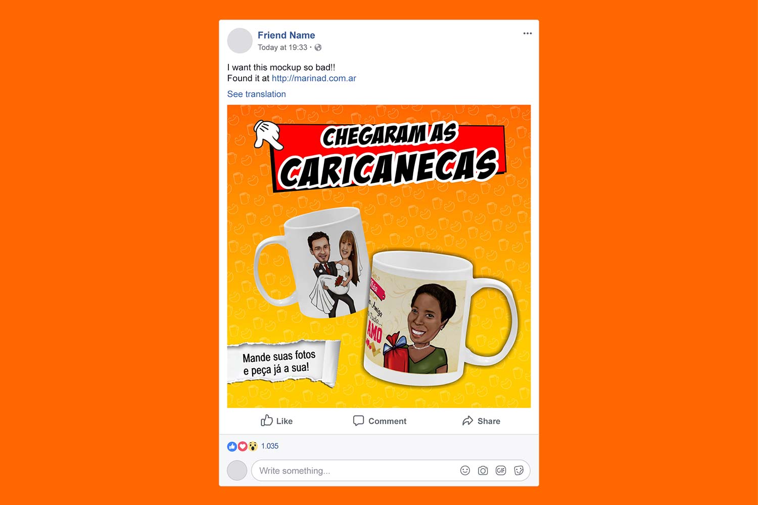 Criação de post para divulgação de canecas 